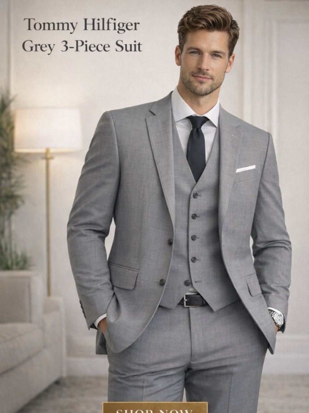 Tommy Hilfiger Light Grey Three-Piece Suit